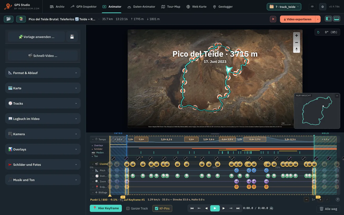 In the app: the same project after import — track, title, photos and look carried over.