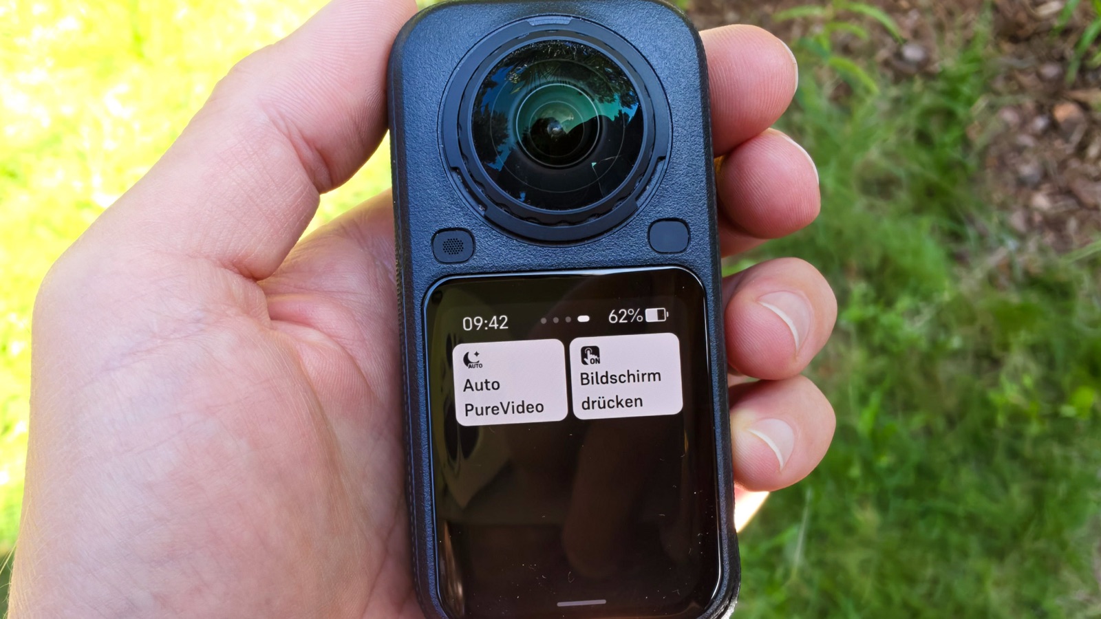 Menü der Insta360 X6 mit aktiviertem Auto-PureVideo-Modus für schlechte Lichtverhältnisse