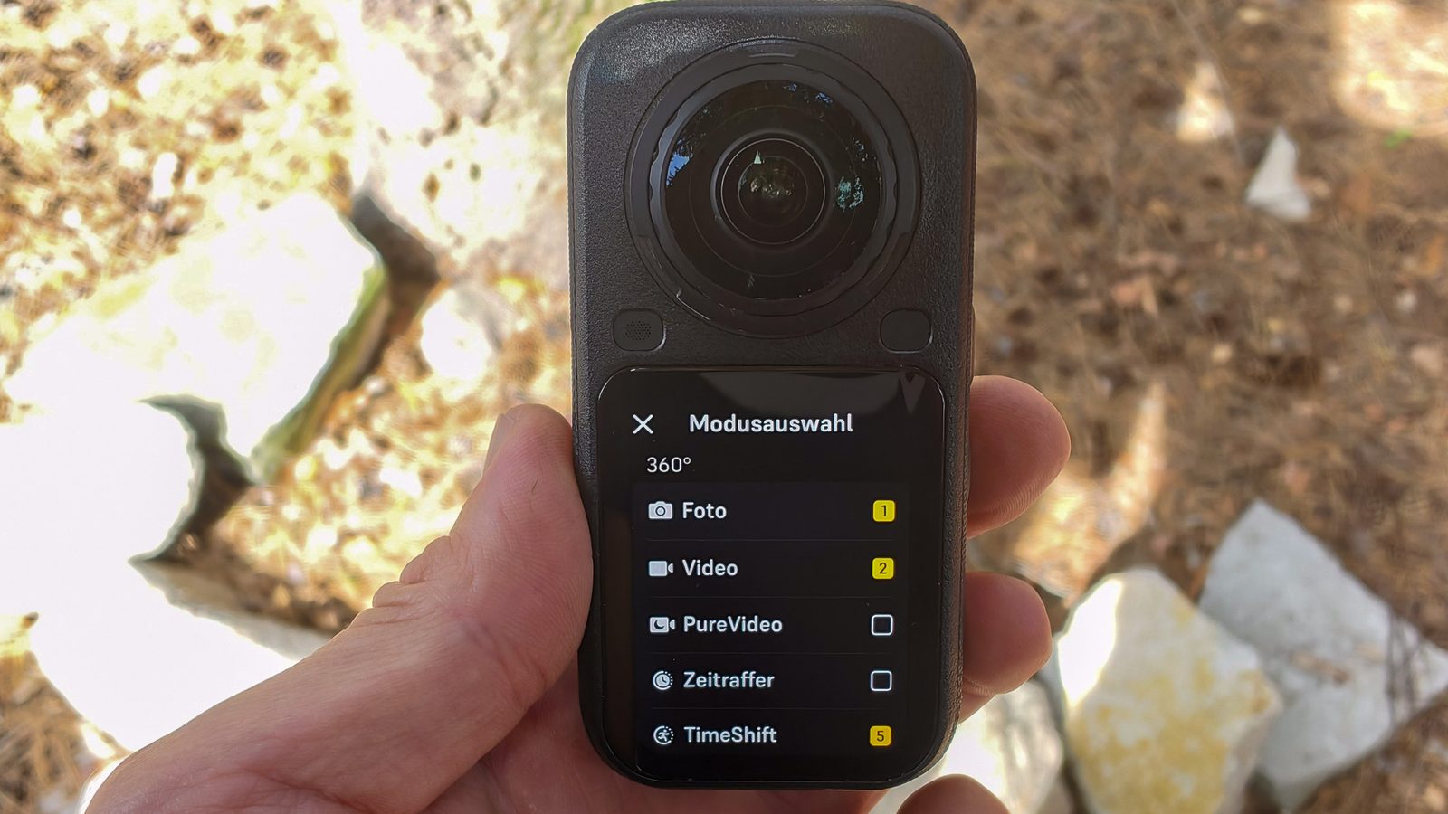 Menü Modusauswahl der Insta360 X6, in dem einzelne Aufnahmemodi für die Schnellauswahl angehakt werden